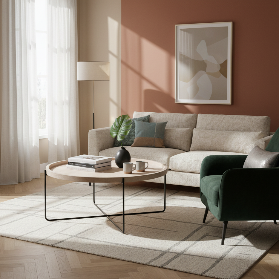 Charlie Mango Wood Round Tray Top Coffee Table