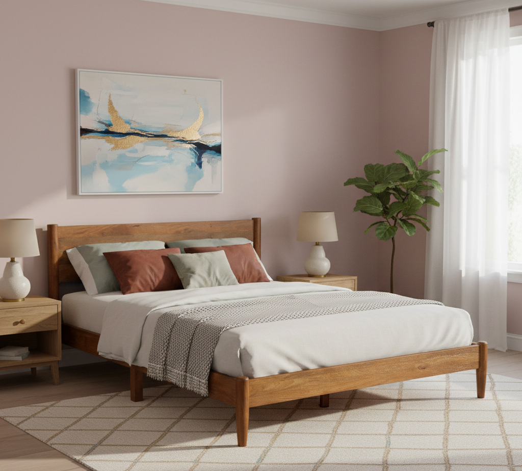 Carbon Full Knock Down Mango Wood Queen Bed 60x80
