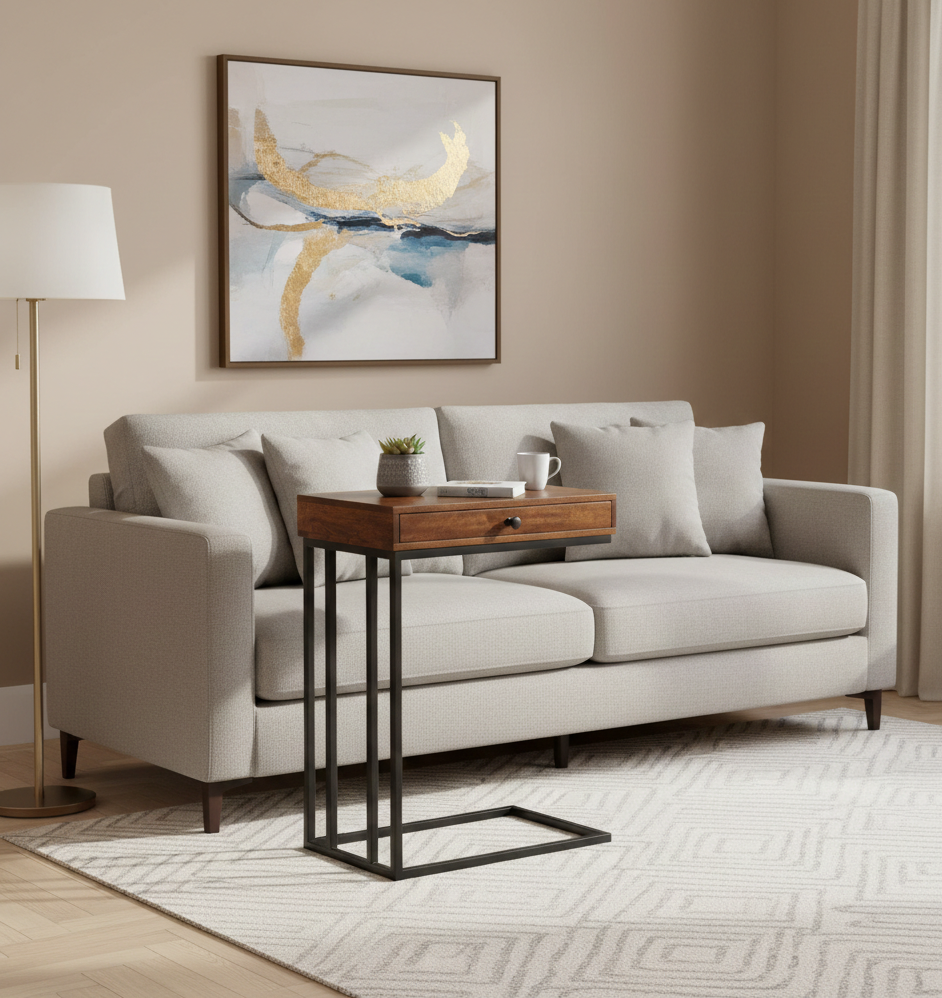 Minsak Mango Wood Metal C Table