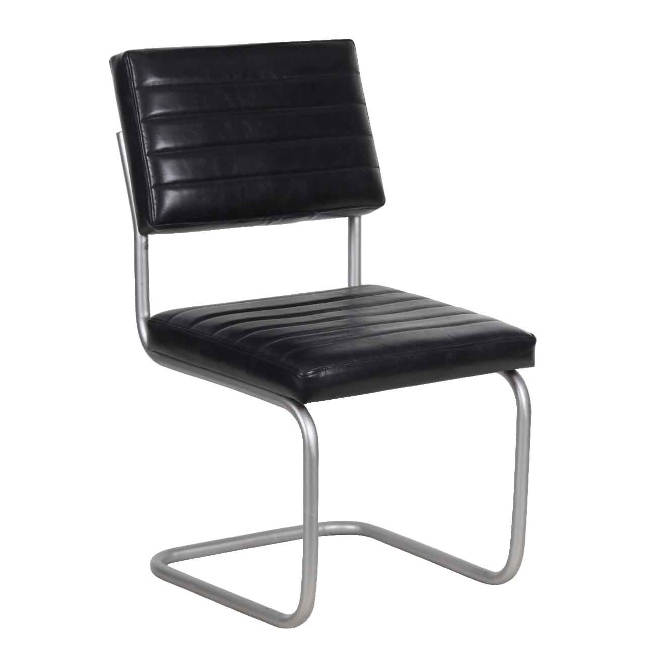 Carlos Leather and Iron Upholstered Dining Chair