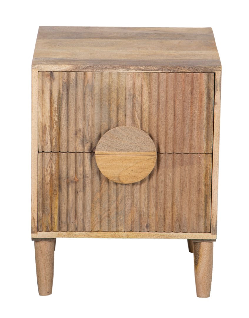 Rima Mango Wood Night Stand 2 Drawer-Natural