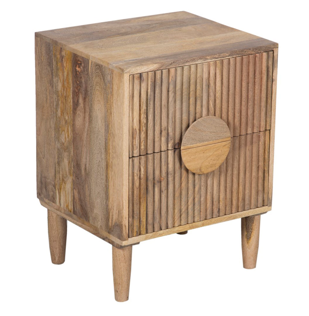 Rima Mango Wood Night Stand 2 Drawer-Natural