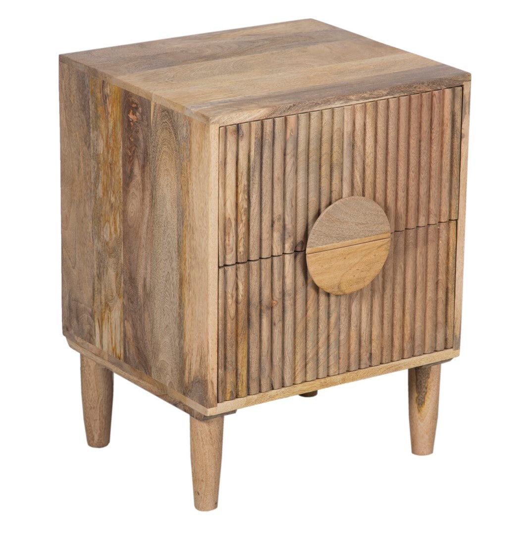 Rima Mango Wood Night Stand 2 Drawer-Natural