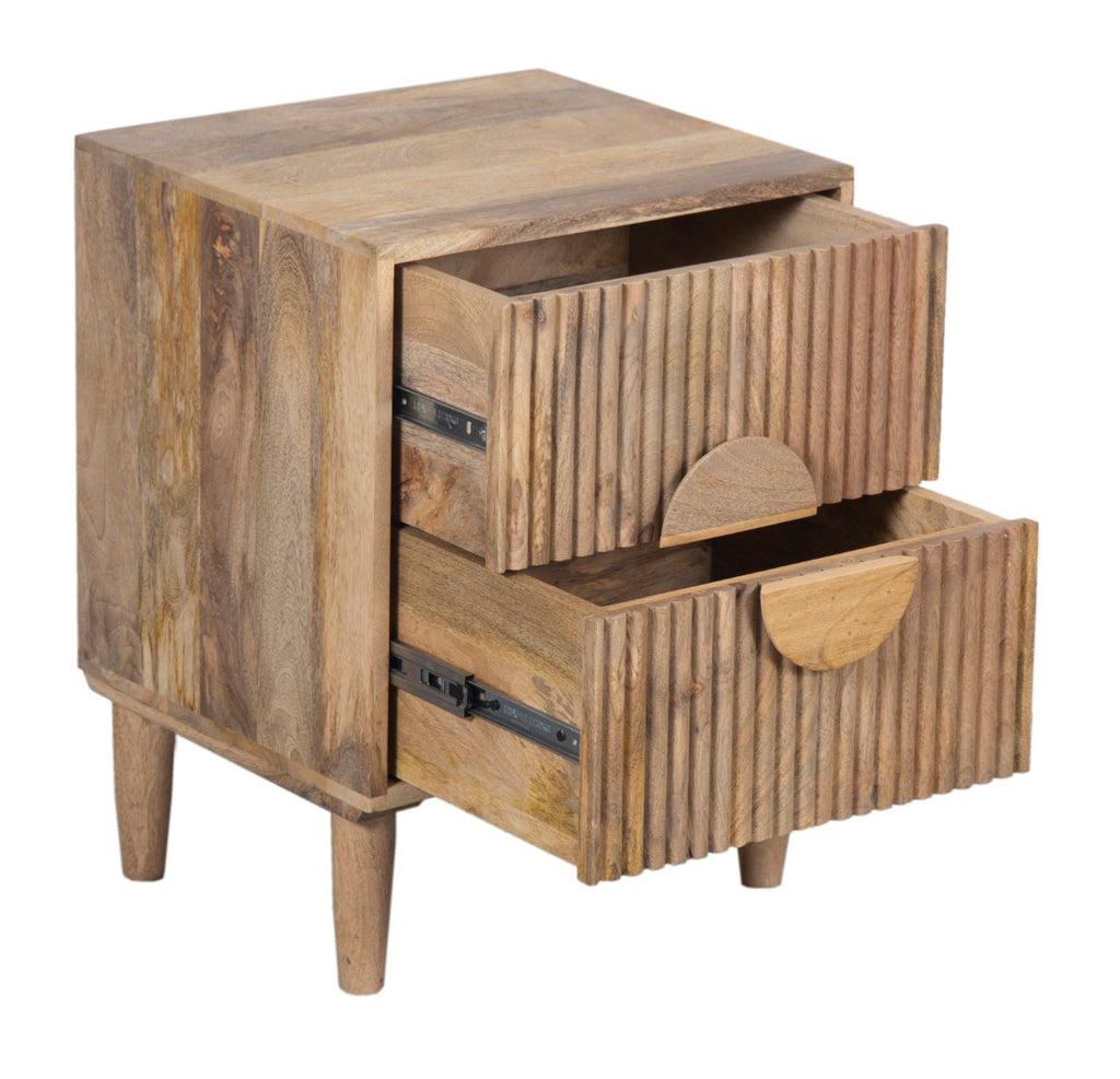 Rima Mango Wood Night Stand 2 Drawer-Natural