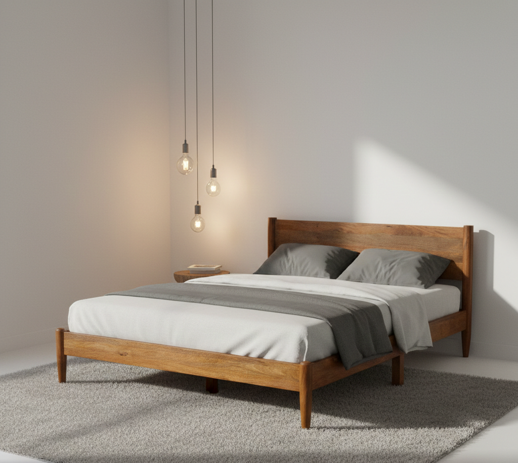 Carbon Full Knock Down Mango Wood Queen Bed 60x80