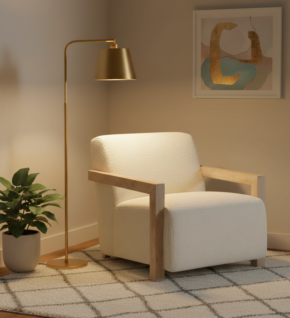 Nicolla Mango Wood Fabric Arm Chair