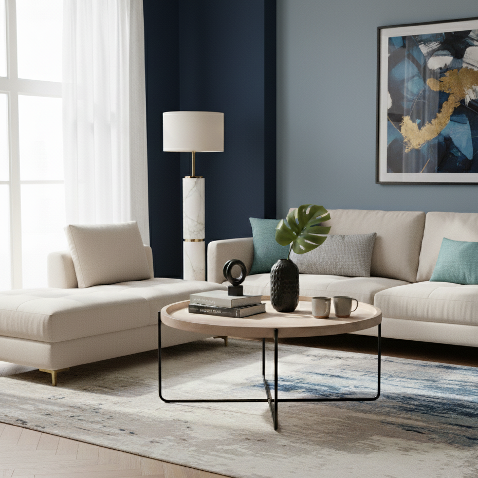 Charlie Mango Wood Round Tray Top Coffee Table