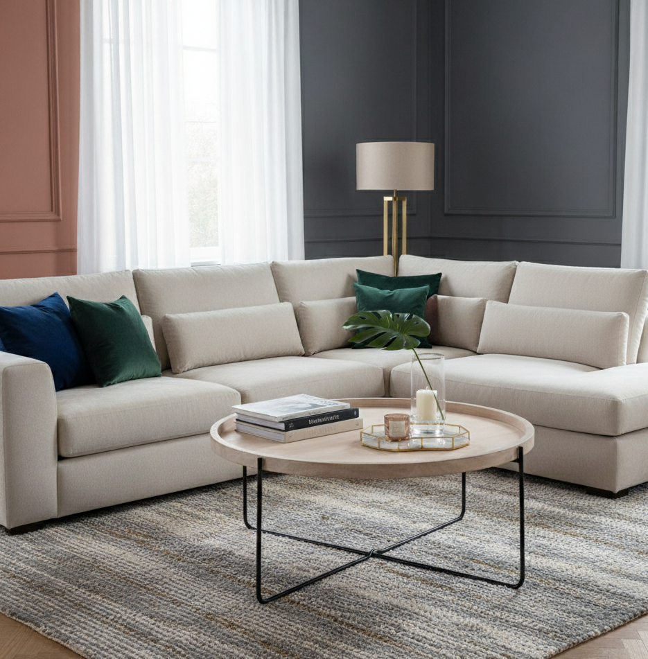 Charlie Mango Wood Round Tray Top Coffee Table