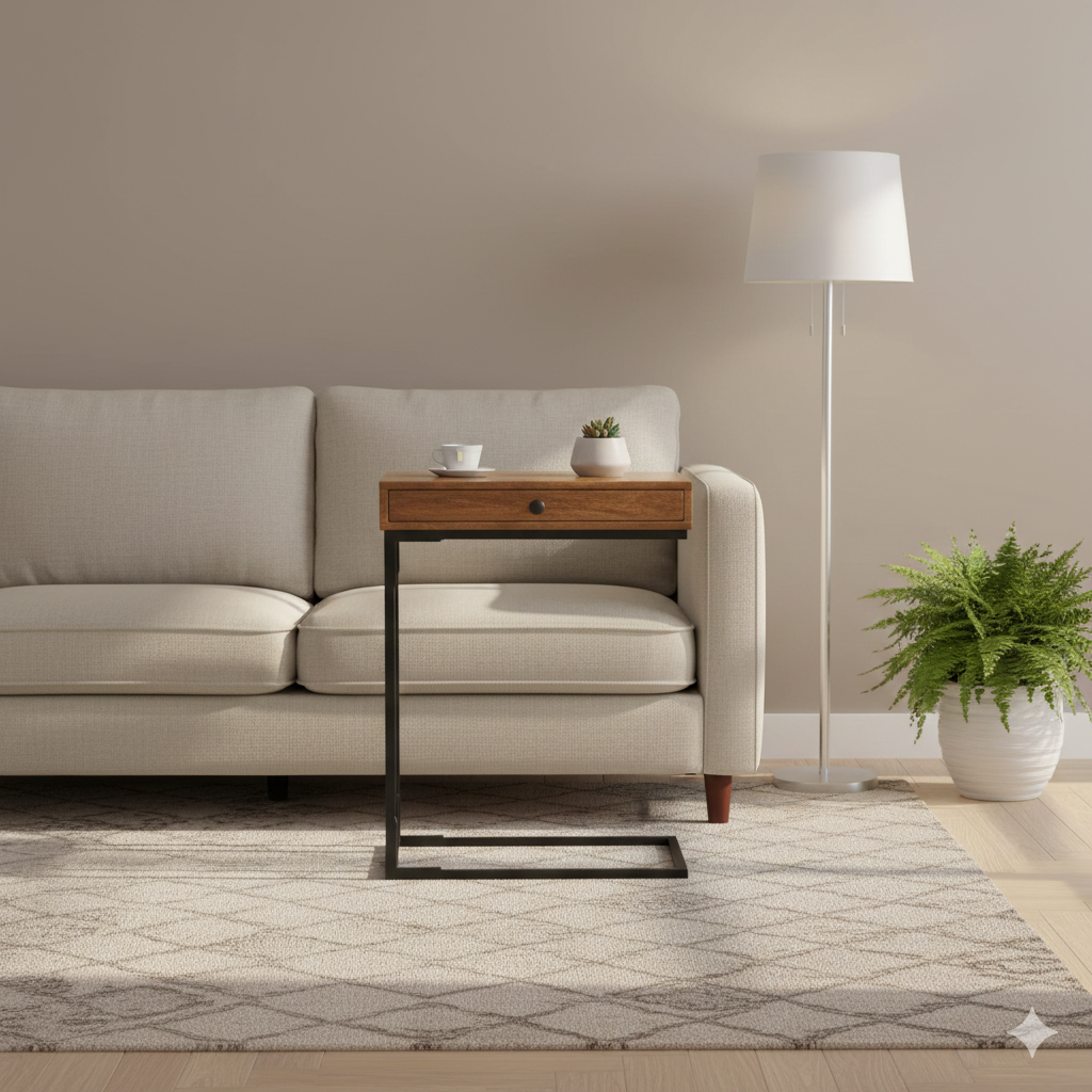 Minsak Mango Wood Metal C Table