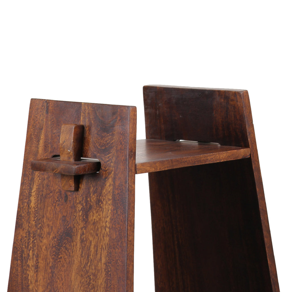 A Frame Acacia Wood 3 Tier Bookshelf