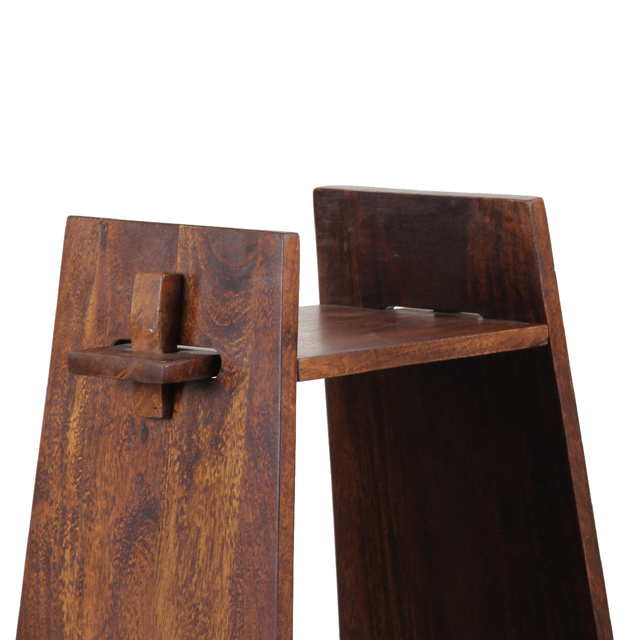 A Frame Acacia Wood 3 Tier Bookshelf