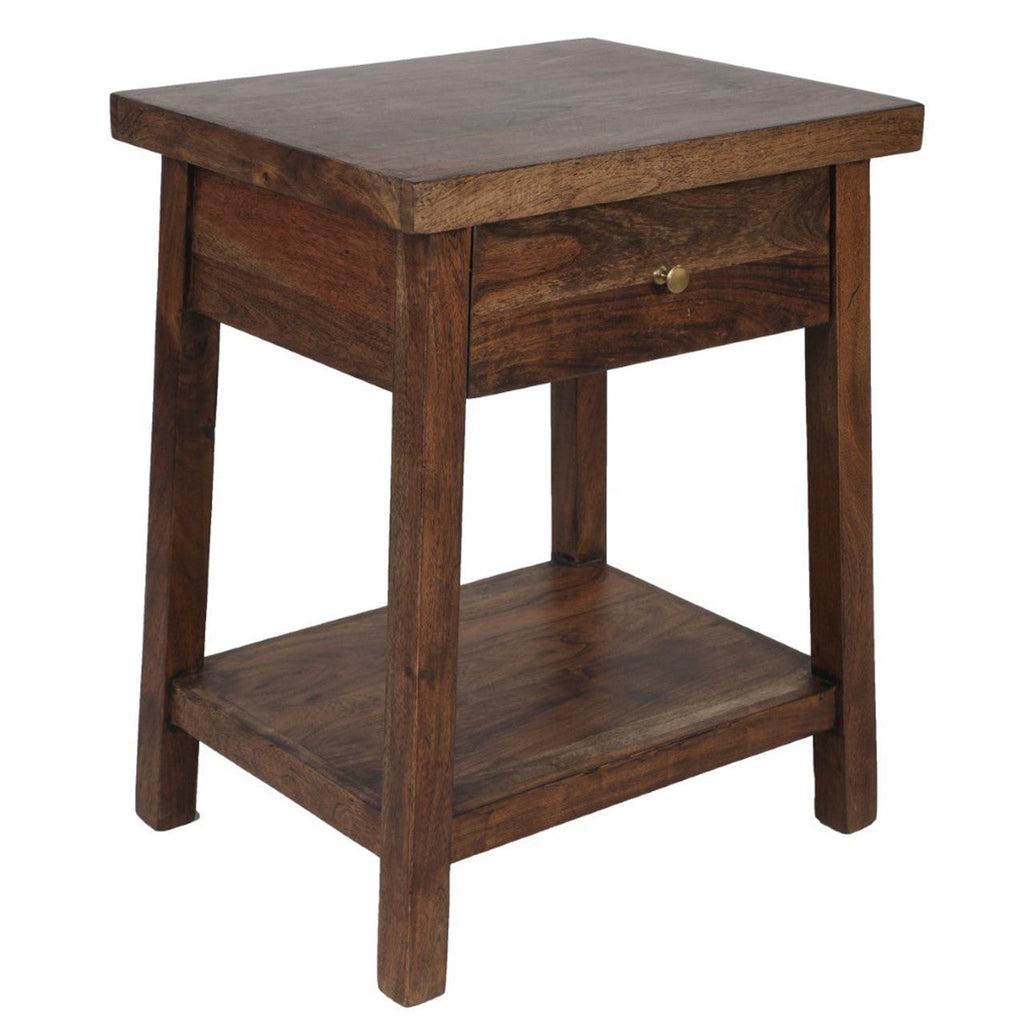 Amara Acacia Wood Side Table with Drawer