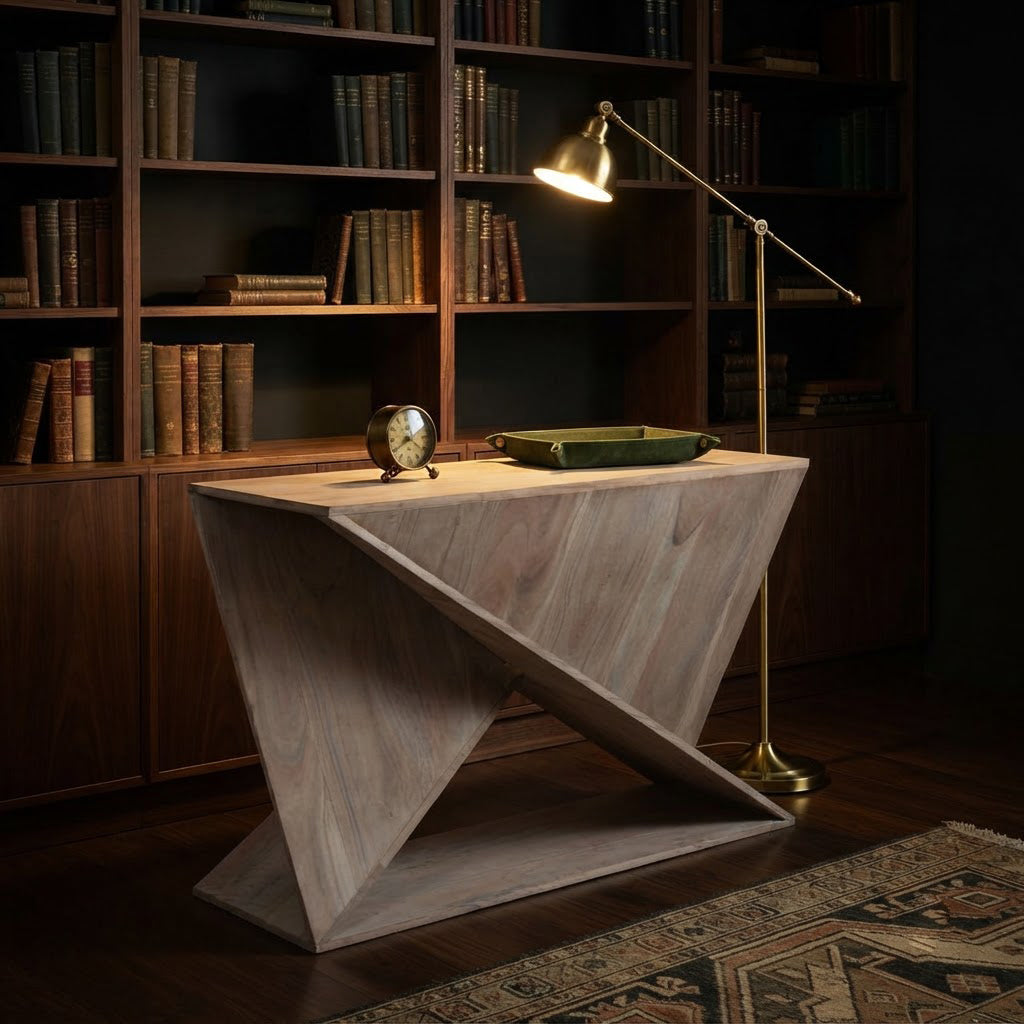 Abstract Acacia Wood Console Table