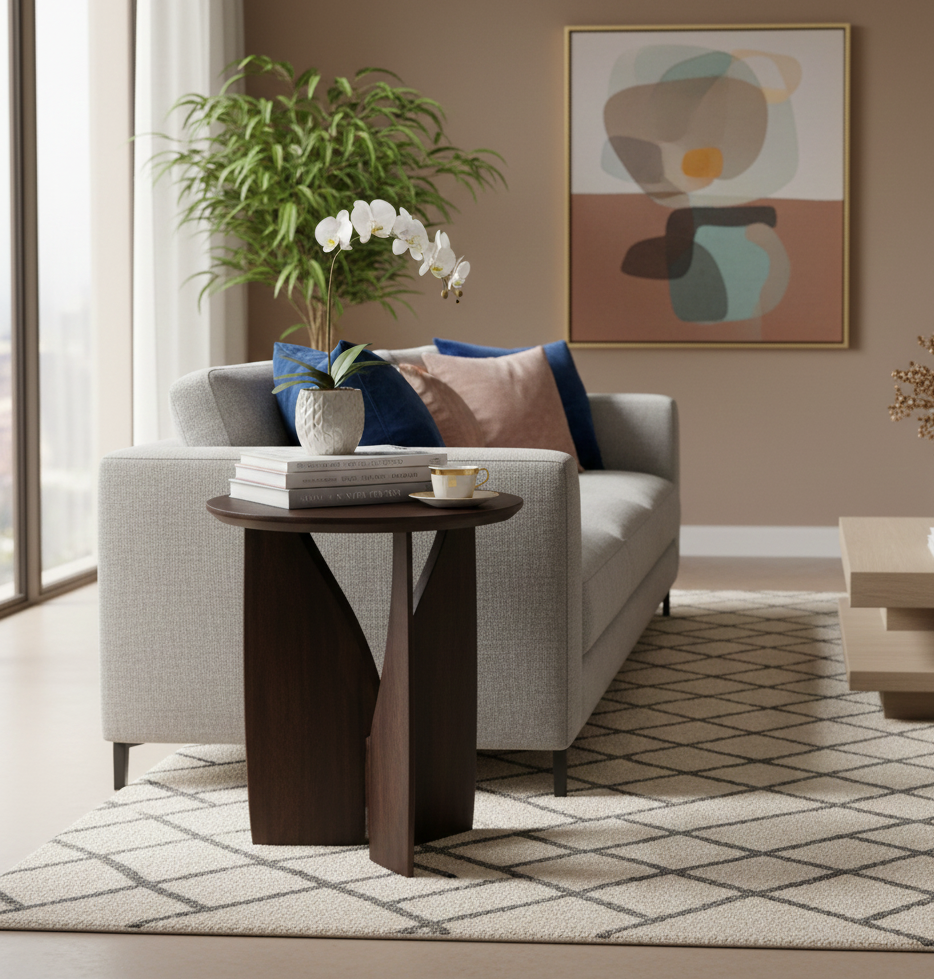Abstract Mango Round Side Table
