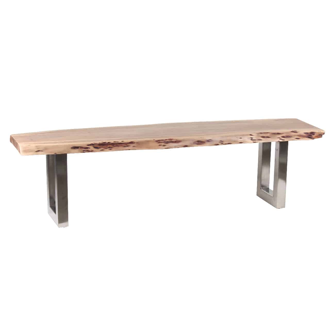 Arizona Acacia Wood Live Edge Metal Legs Bench–Natural