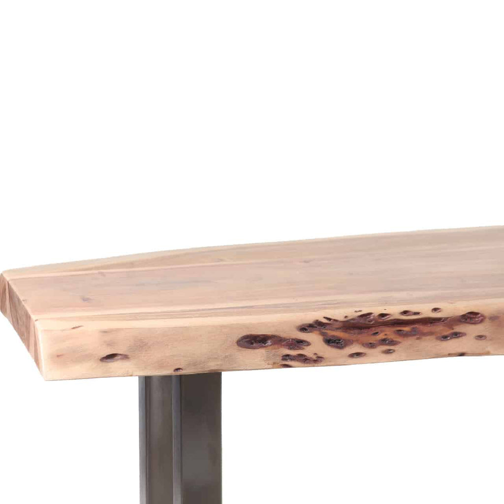 Arizona Acacia Wood Live Edge Metal Legs Bench–Natural