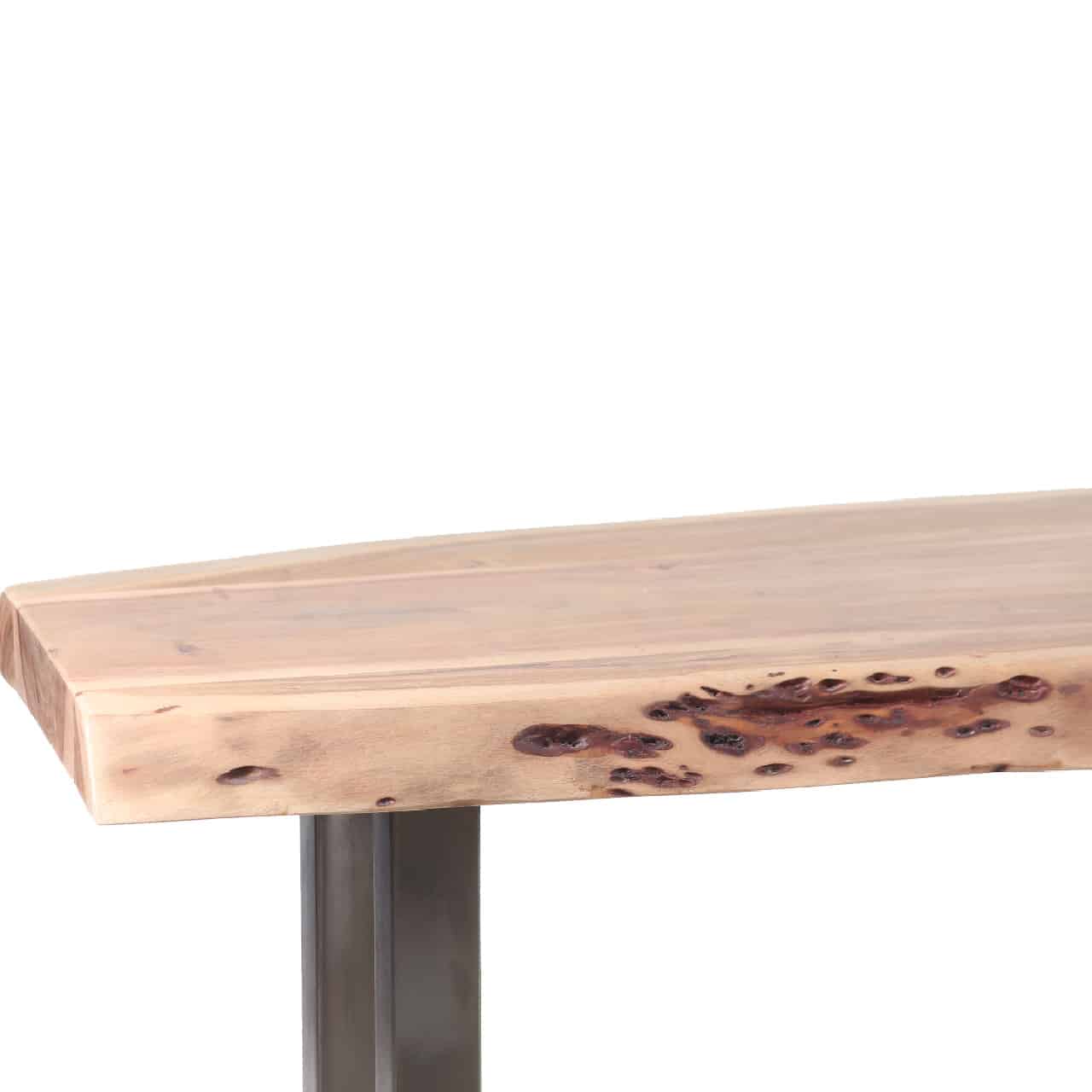 Arizona Acacia Wood Live Edge Metal Legs Bench–Natural