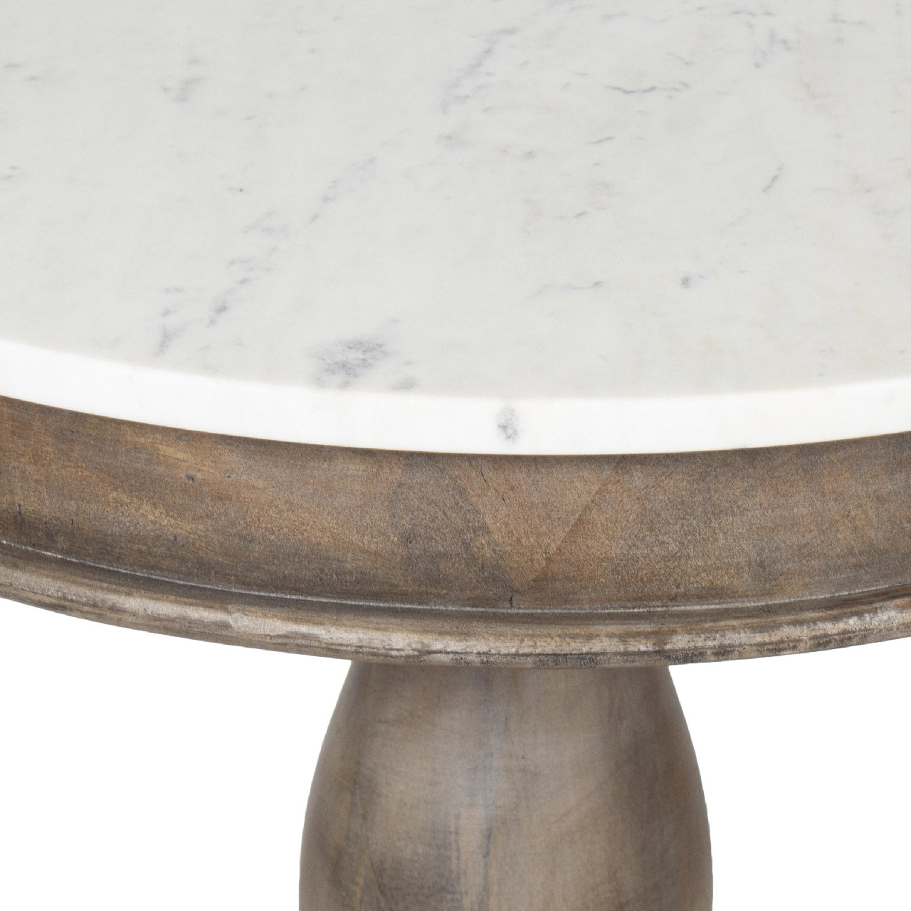 Adelaide Mango Wood Round End Table With Marble Top