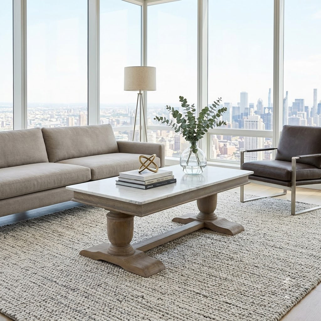 Adelaide Mango Coffee Table With Marble Top