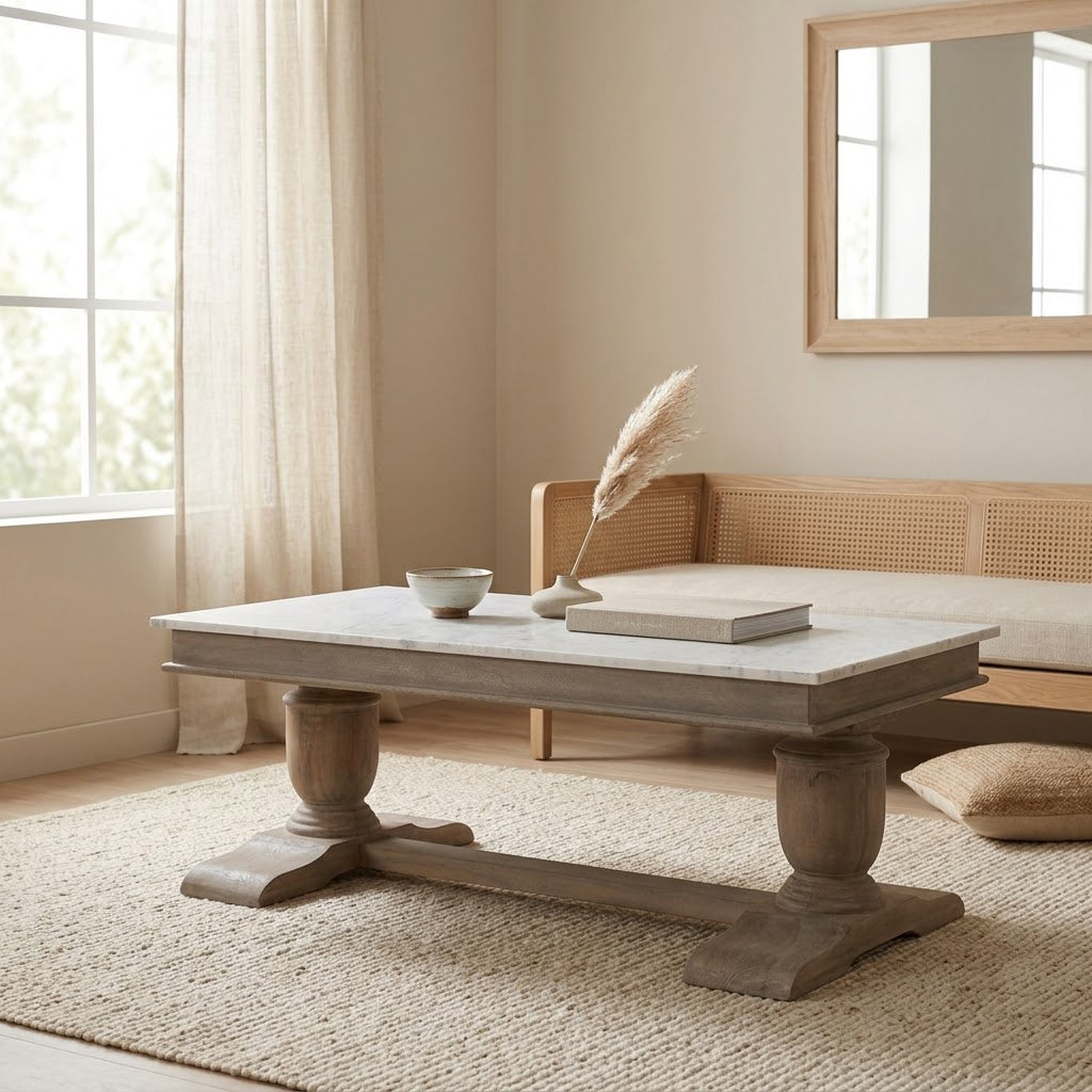 Adelaide Mango Coffee Table With Marble Top