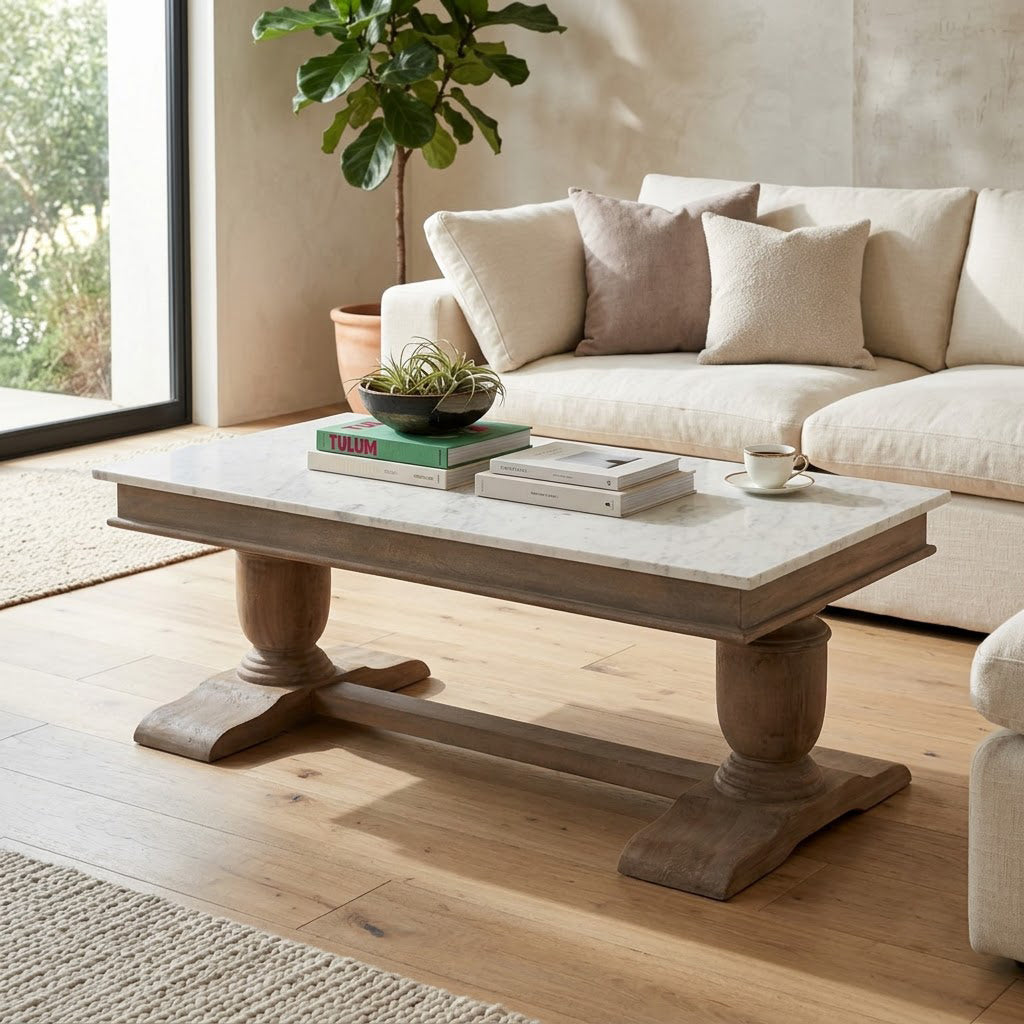 Adelaide Mango Coffee Table With Marble Top