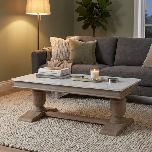 Adelaide Mango Coffee Table With Marble Top