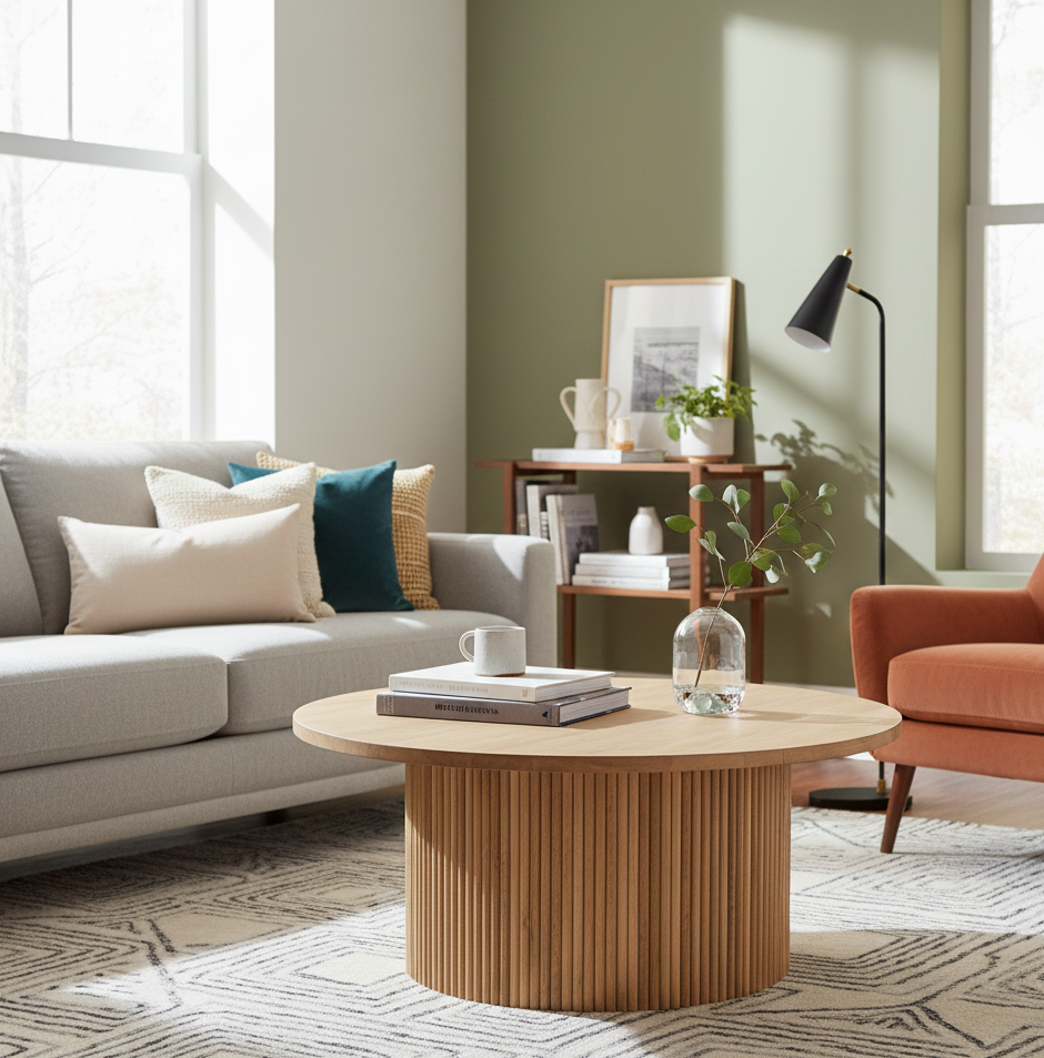 Ajax Mango Wood Round Coffee Table