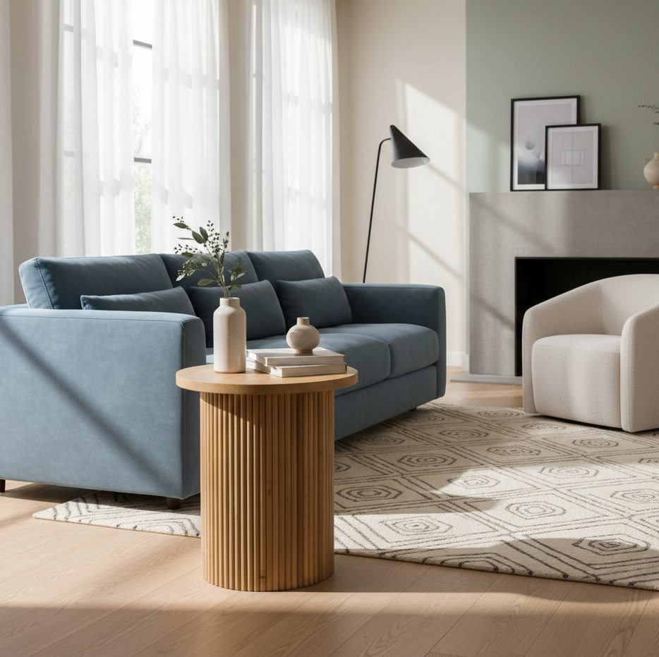 Ajax Mango Wood Round Side Table