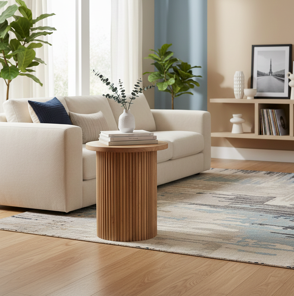 Ajax Mango Wood Round Side Table