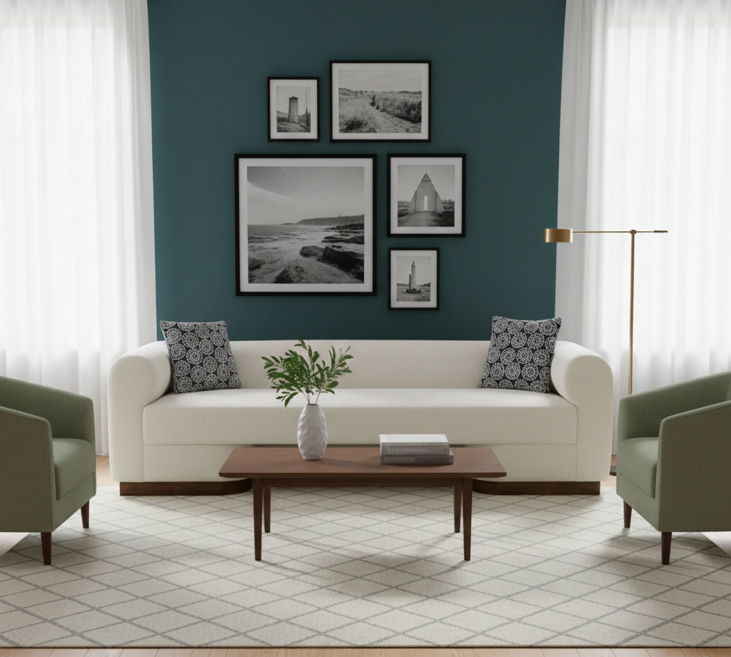 Aleesos Mango Wood Fabric Modern Sofa