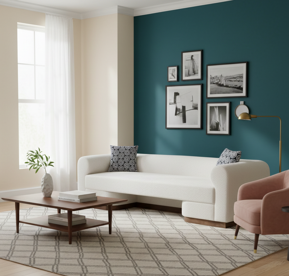 Aleesos Mango Wood Fabric Modern Sofa