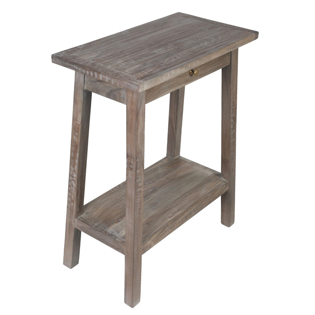 Amara Acacia Wood Side Table Tall with Drawer