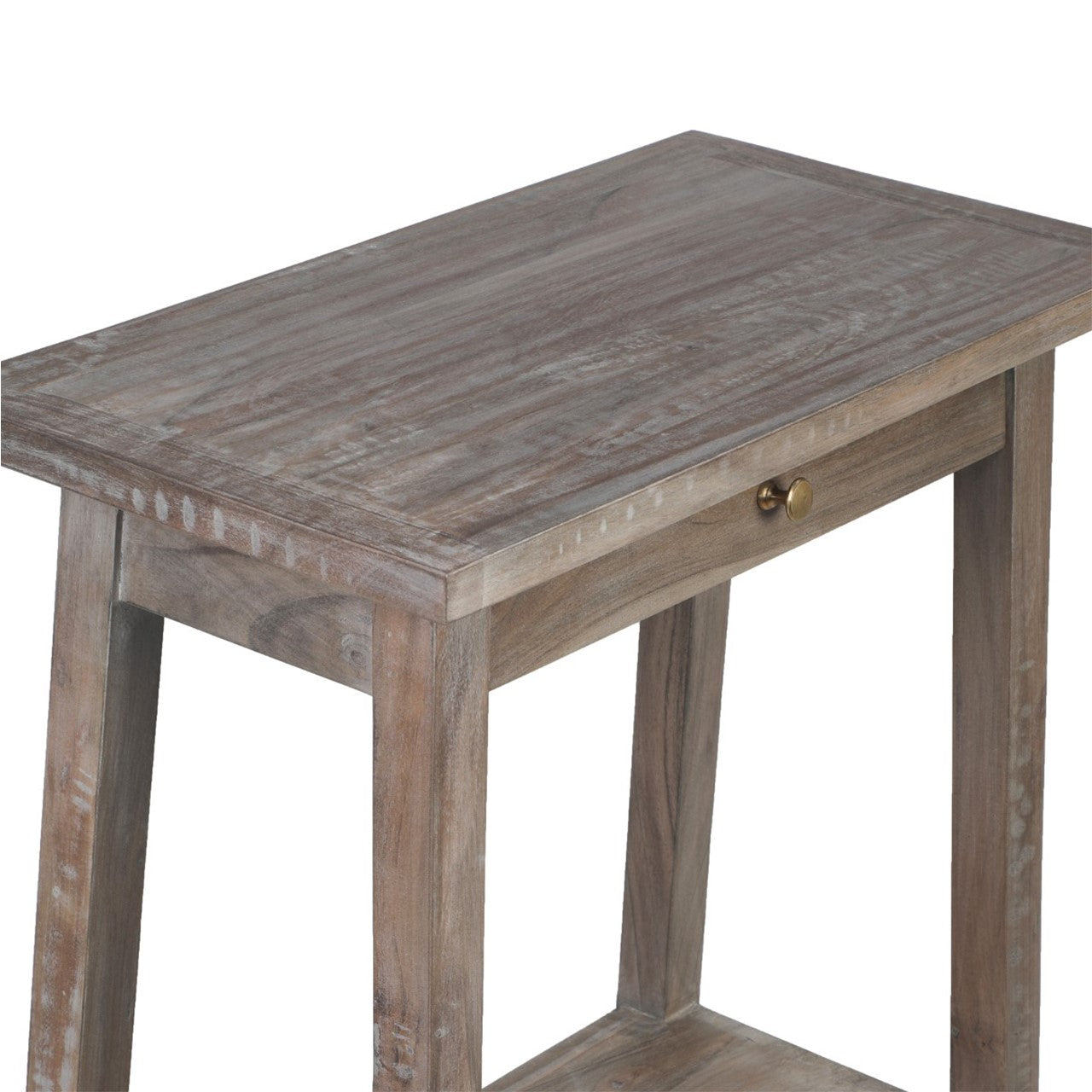 Amara Acacia Wood Side Table Tall with Drawer