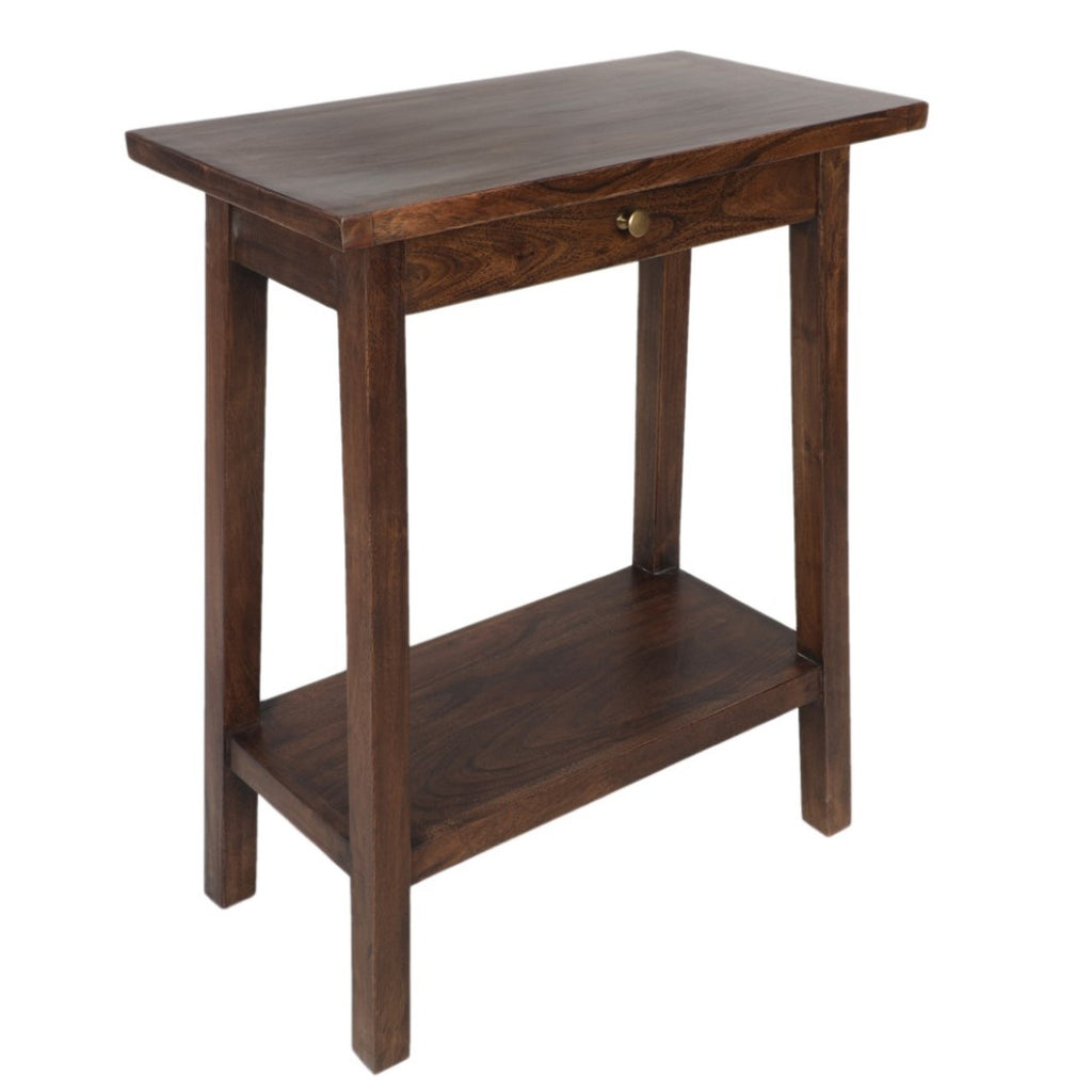 Amara Acacia Wood Side Table Tall with Drawer