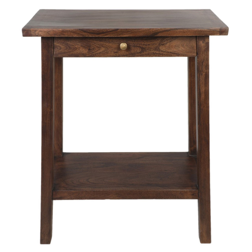Amara Acacia Wood Side Table Tall with Drawer