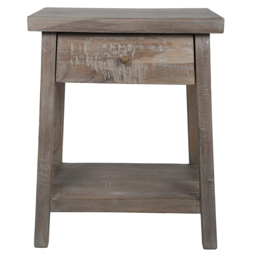 Amara Acacia Wood Side Table with Drawer