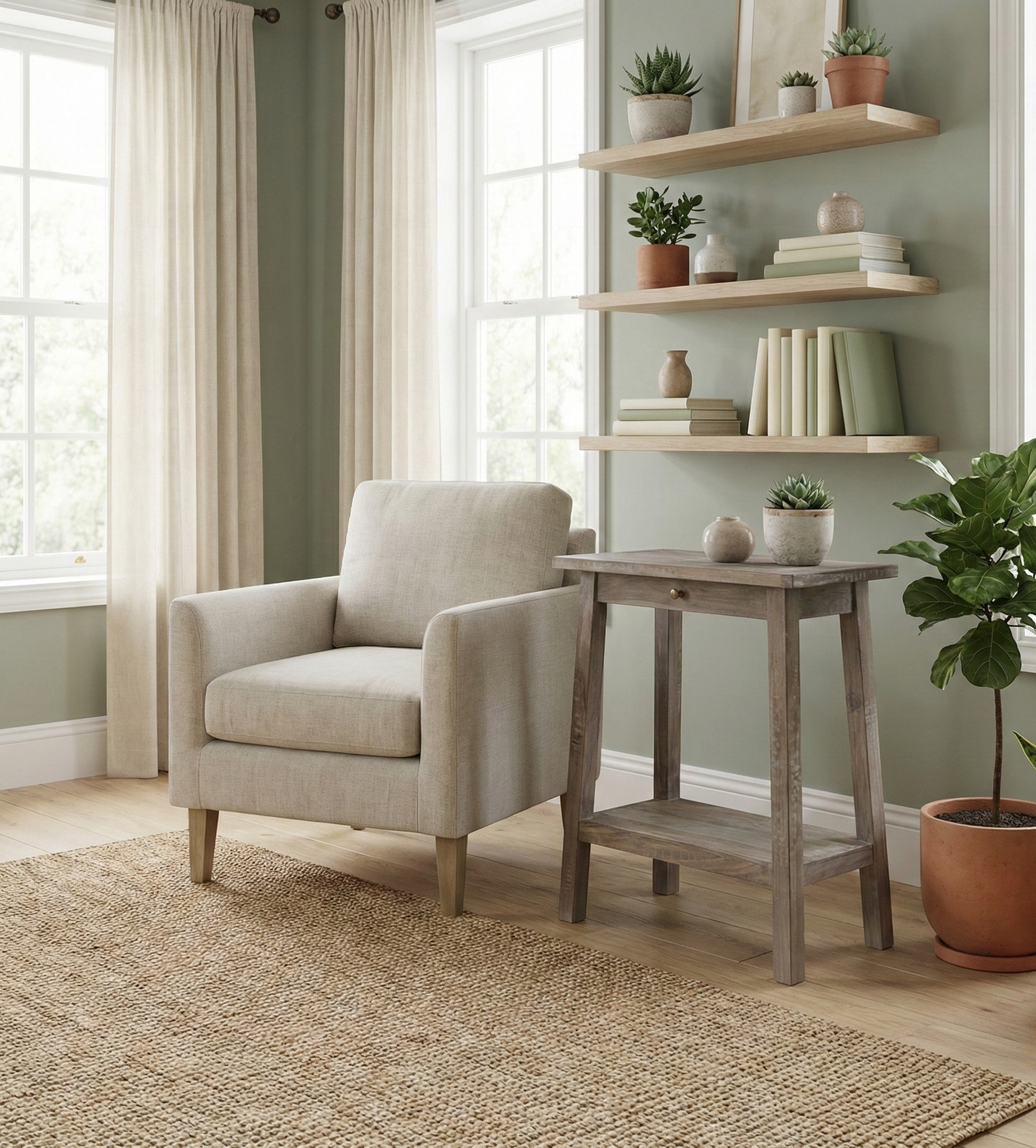 Amara Acacia Wood Side Table Tall with Drawer