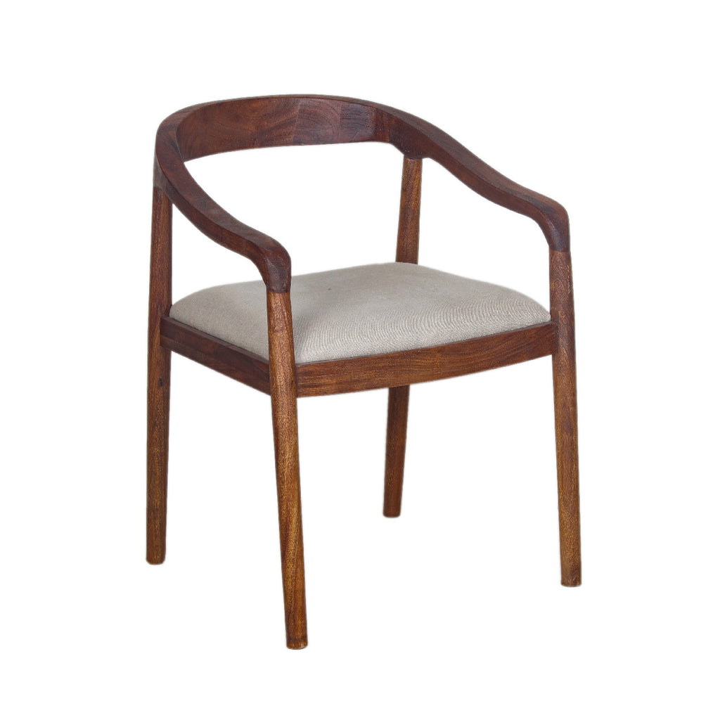 Anbu Acacia Wood Dining Armchair - Washed Walnut / Grey