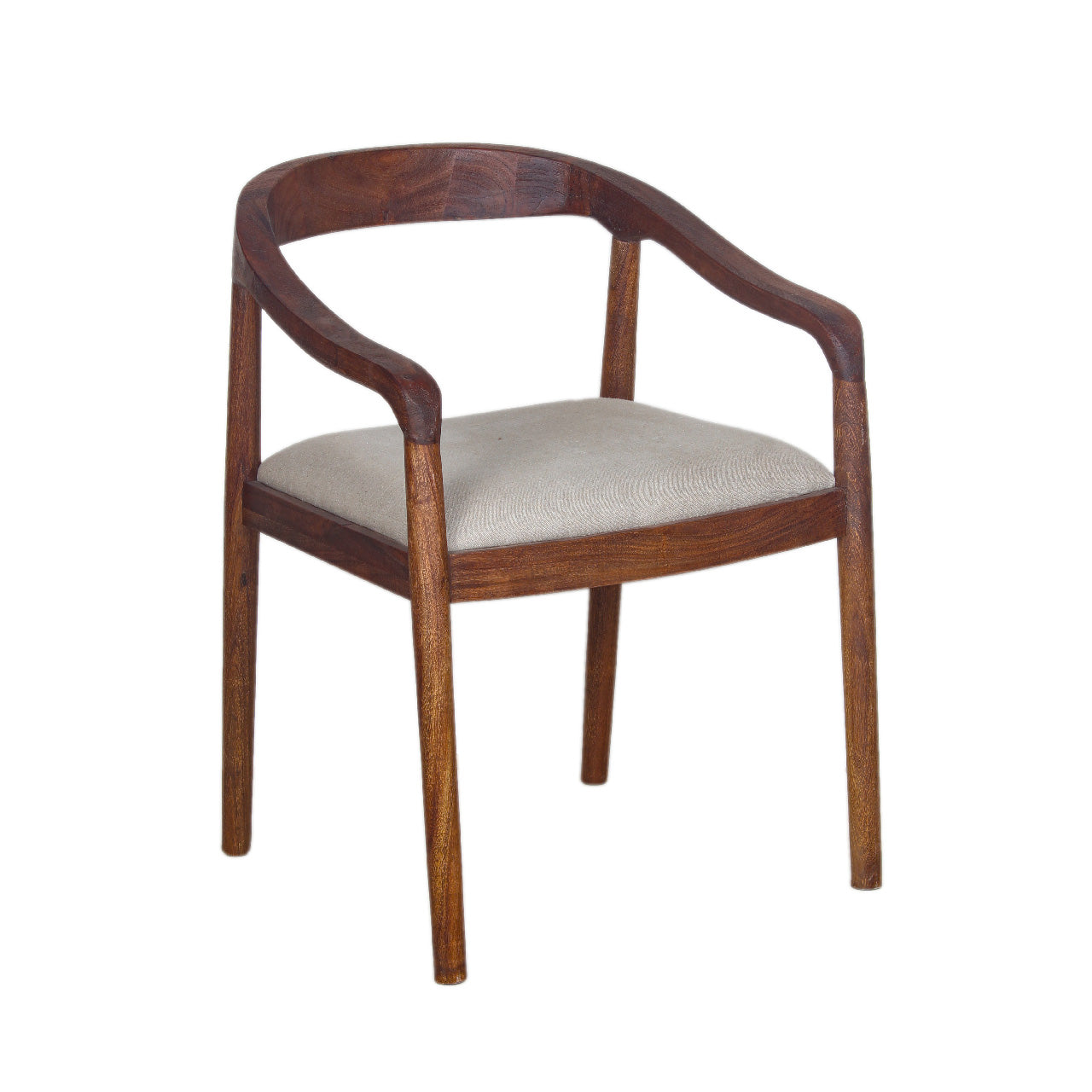 Anbu Acacia Wood Dining Armchair - Washed Walnut / Grey