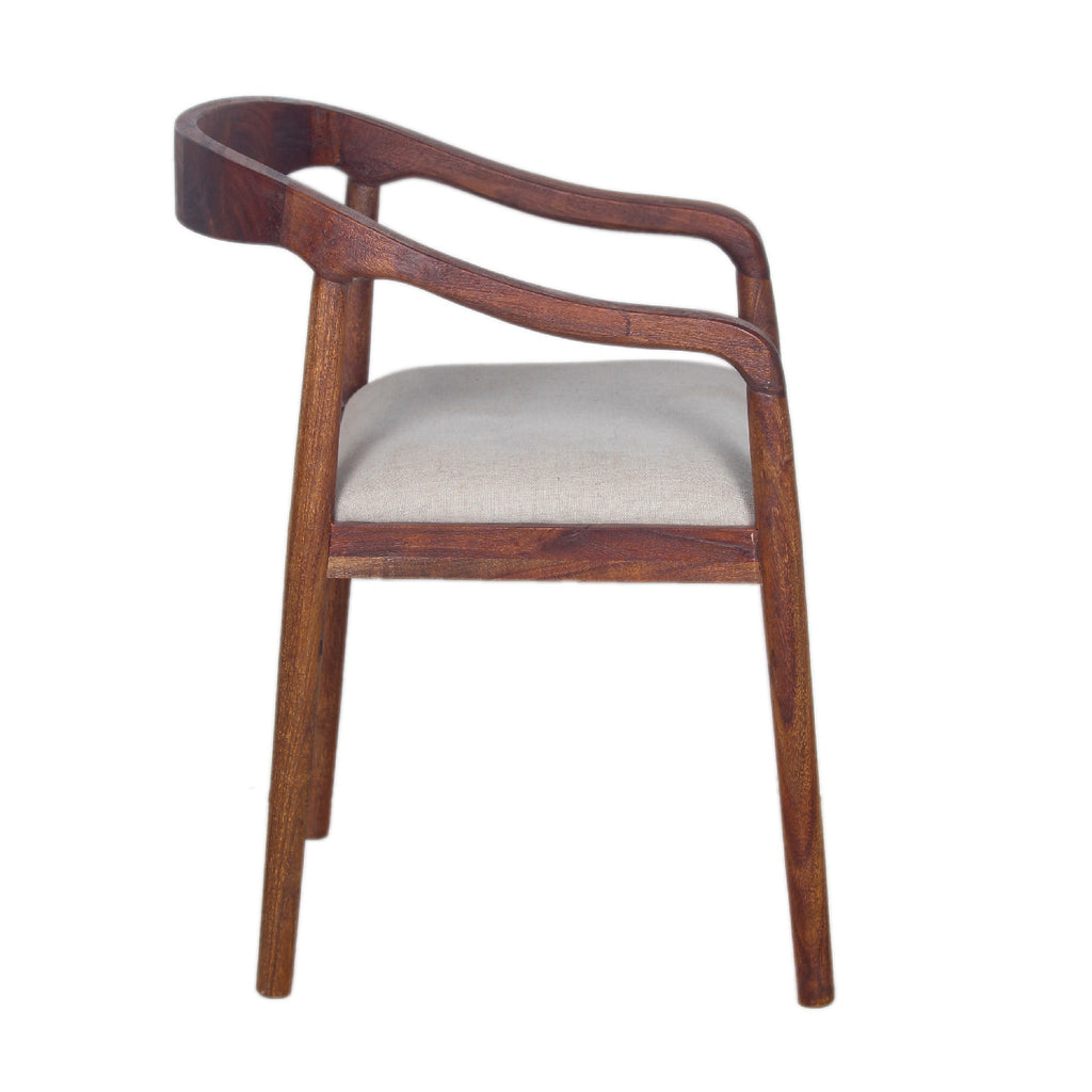 Anbu Acacia Wood Dining Armchair - Washed Walnut / Grey
