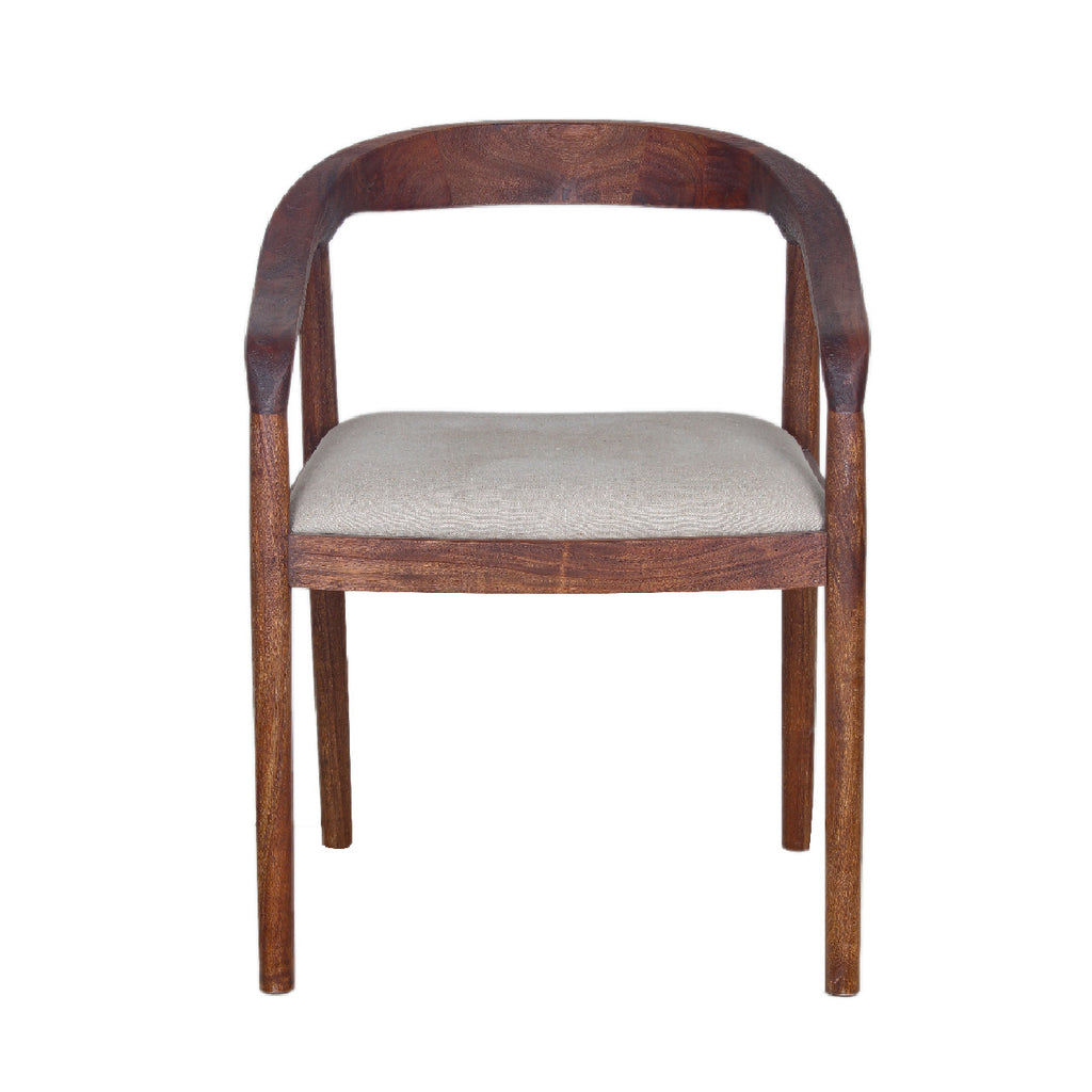 Anbu Acacia Wood Dining Armchair - Washed Walnut / Grey