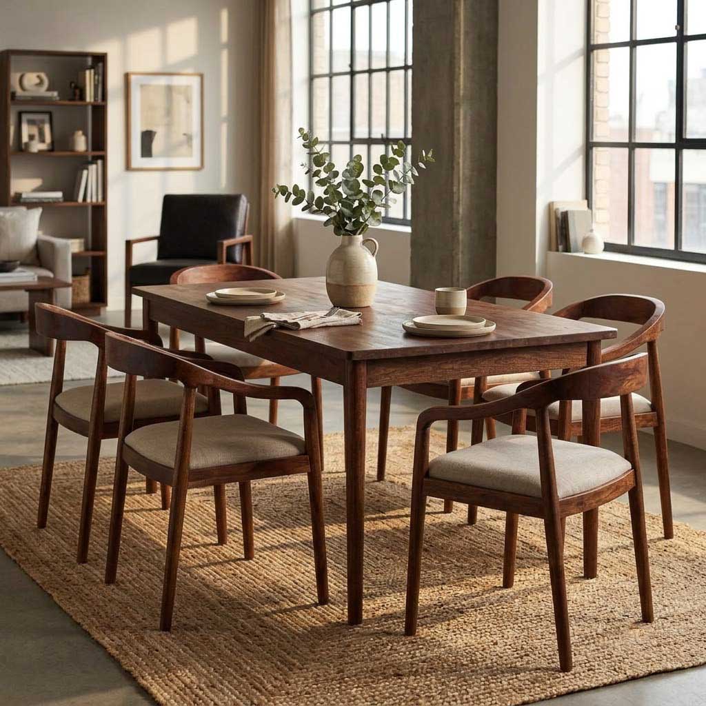 Anbu Acacia Dining Table Walnut Small
