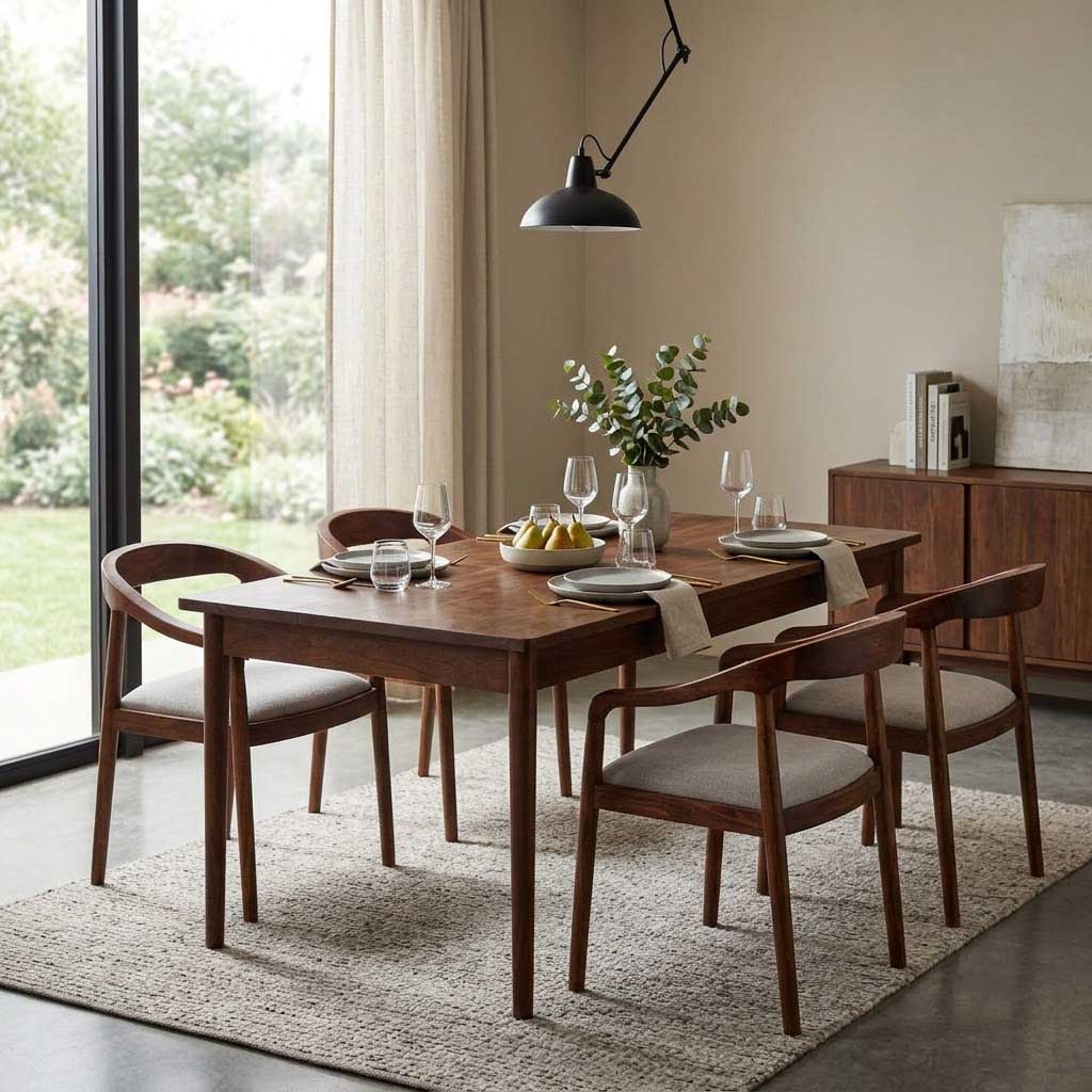 Anbu Acacia Dining Table Walnut Small