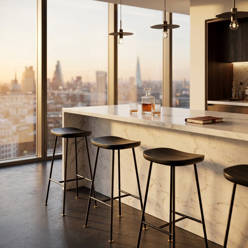Aniko Metal Stand With Wood Seat Bar Stool