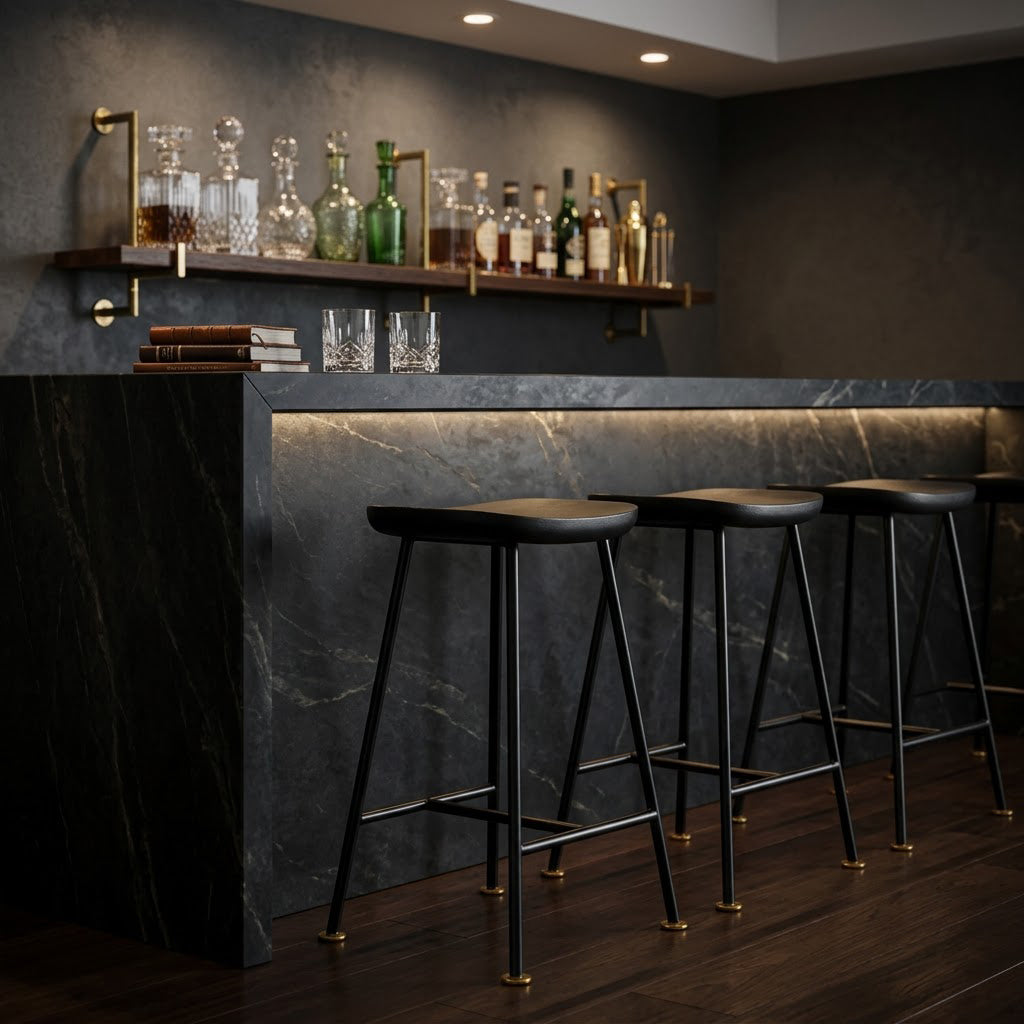 Aniko Metal Stand With Wood Seat Counter Stool