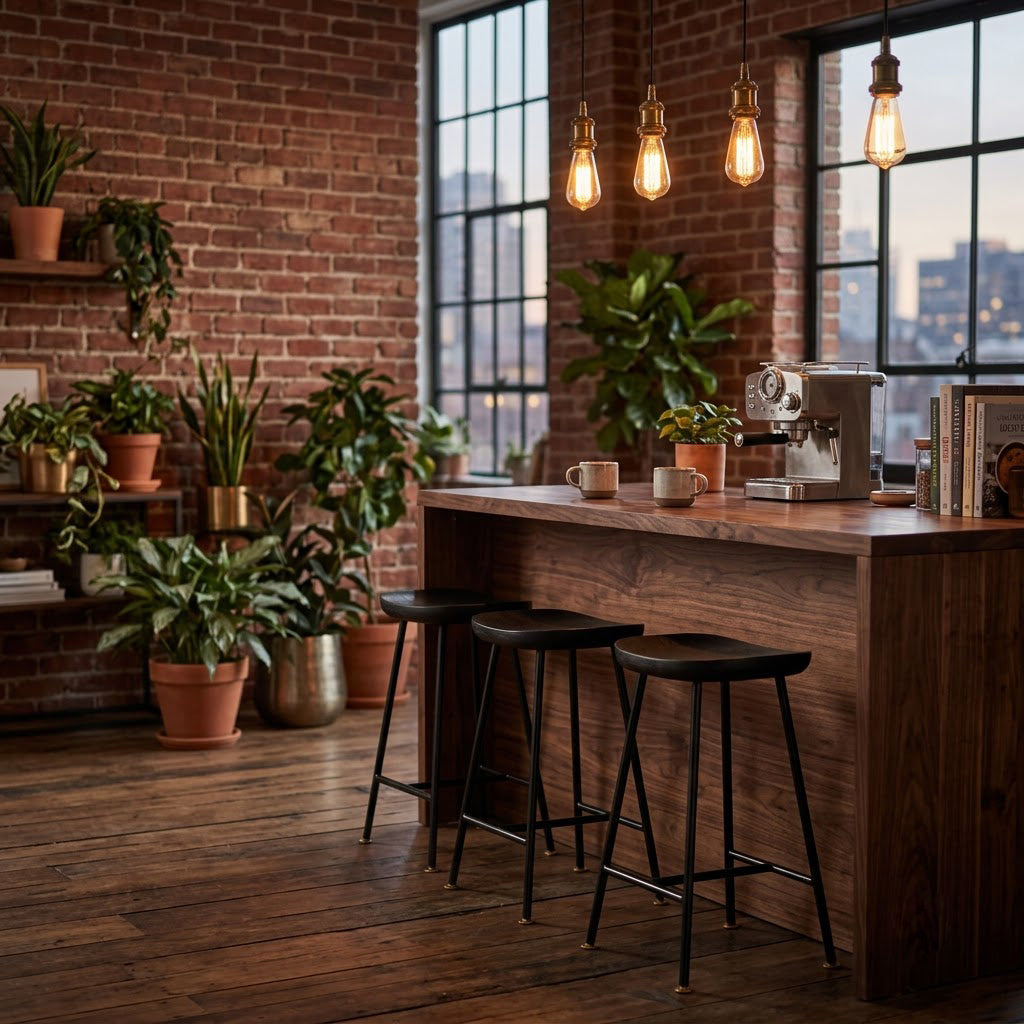 Aniko Metal Stand With Wood Seat Counter Stool