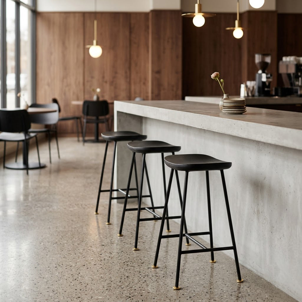 Aniko Metal Stand With Wood Seat Counter Stool