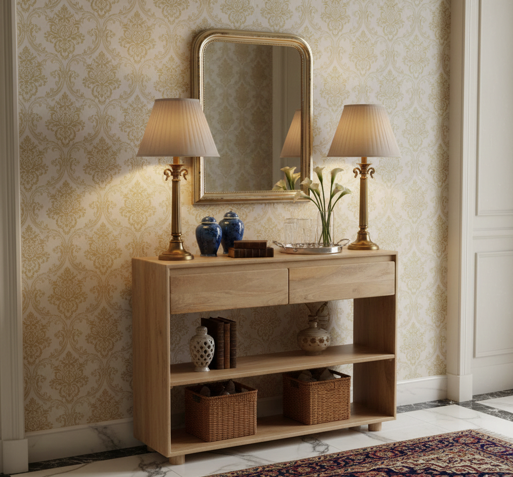 Anton Mango Wood 2 Drawer Console Table
