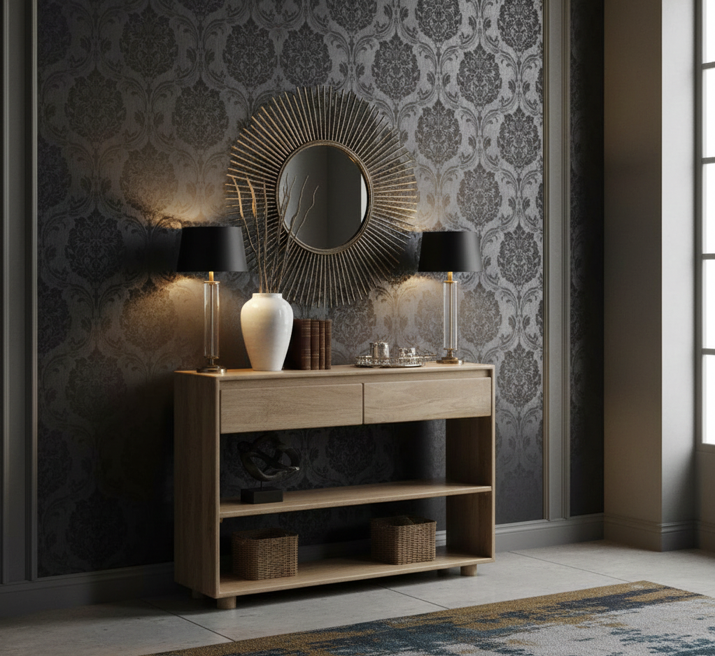 Anton Mango Wood 2 Drawer Console Table
