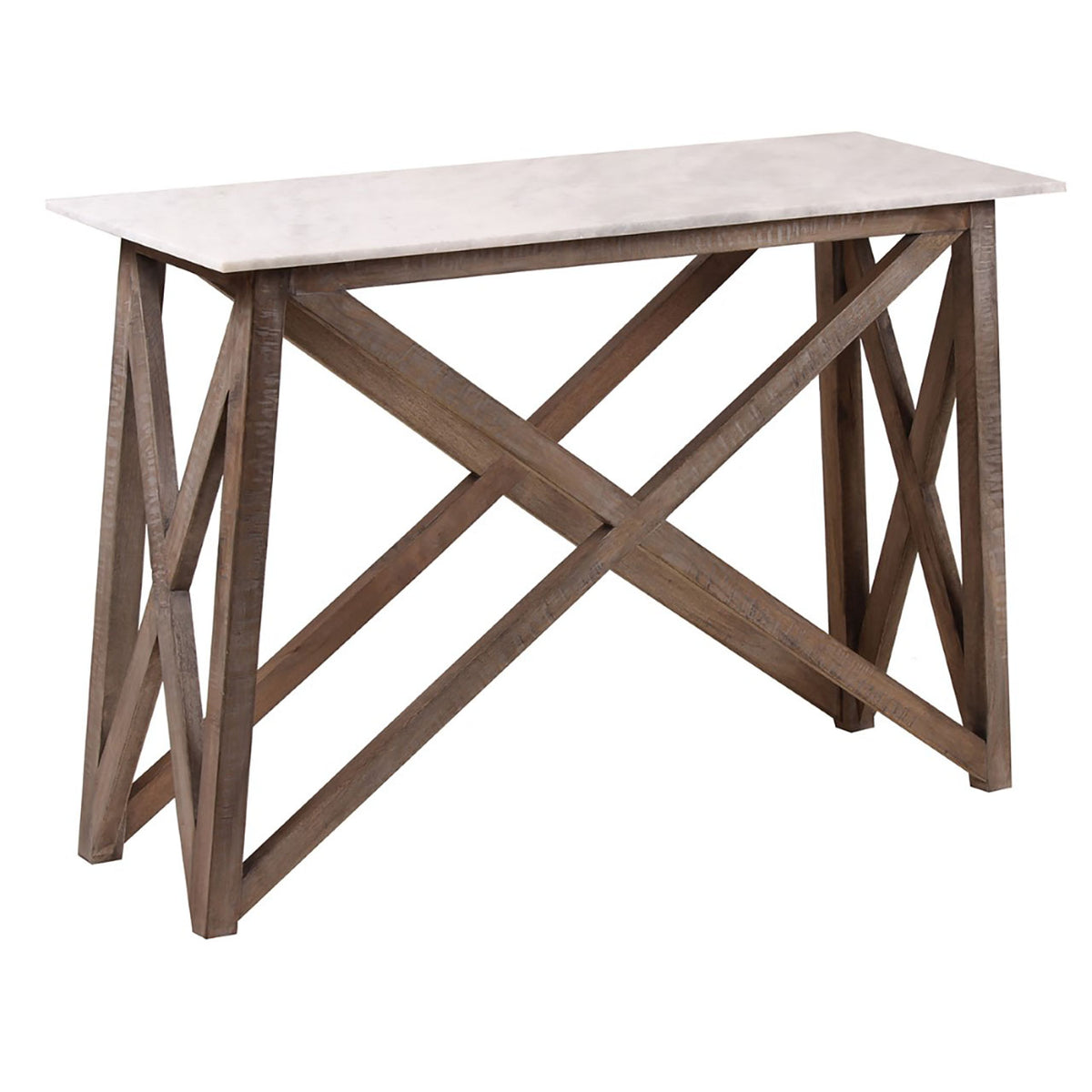 Antwerp Mango Wood Marble Top Console Table - Salvage / White